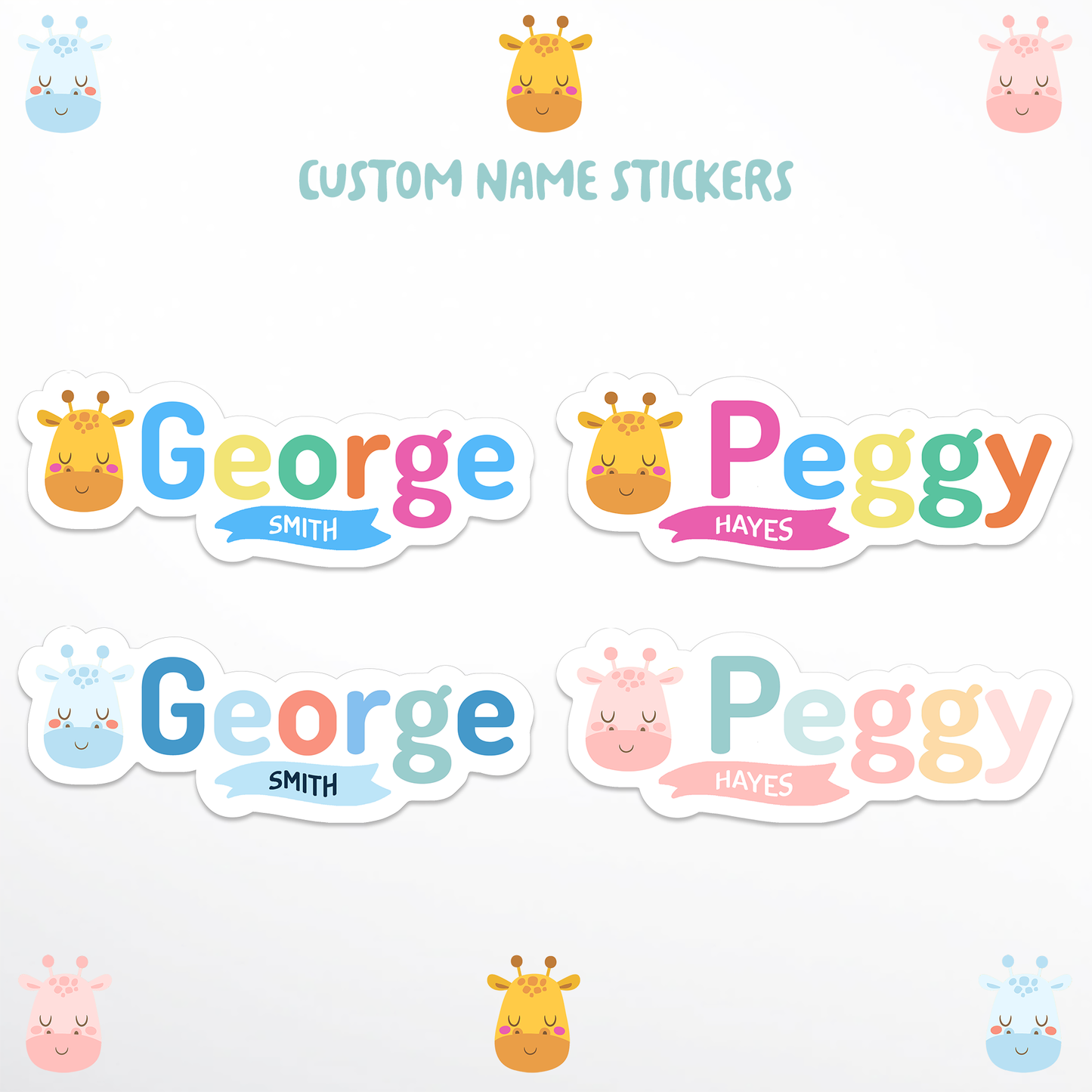 Happi Animal Vinyl Waterproof Name Labels - Giraffe