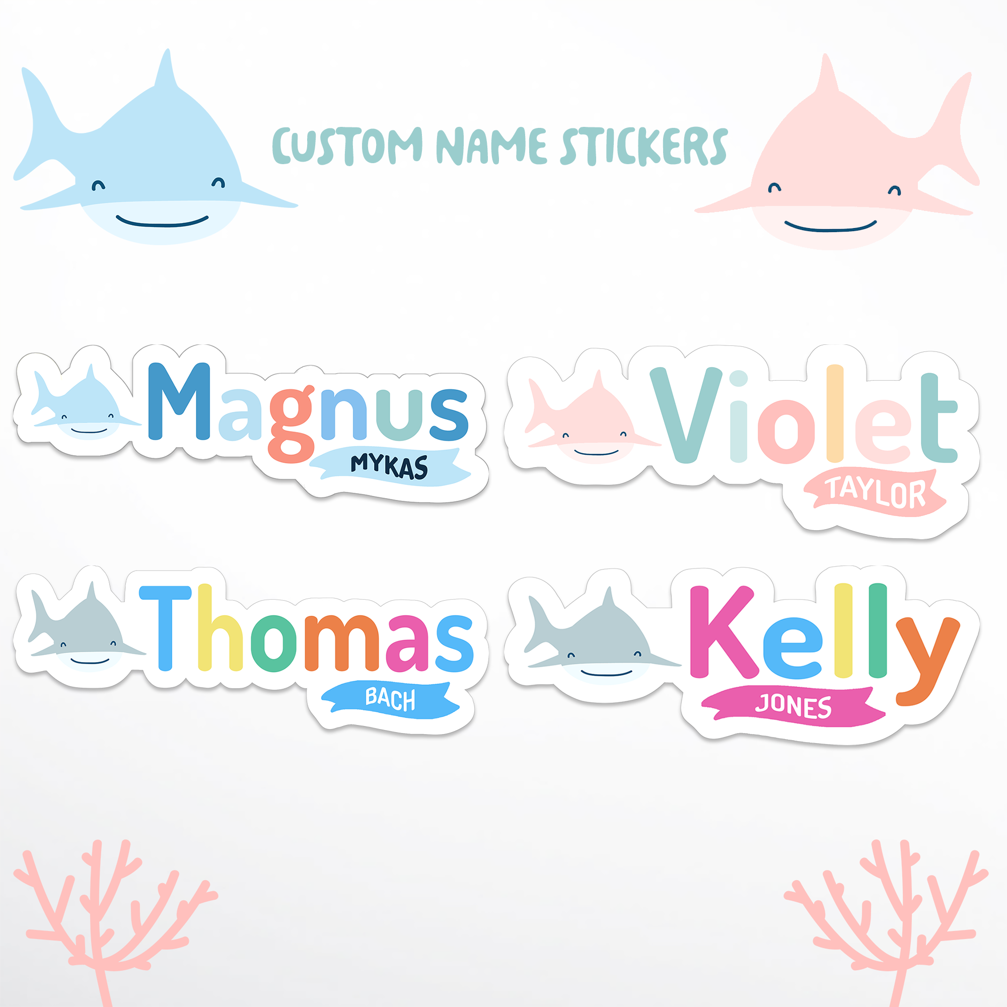 Happi Vinyl Waterproof Name Stickers - Shark