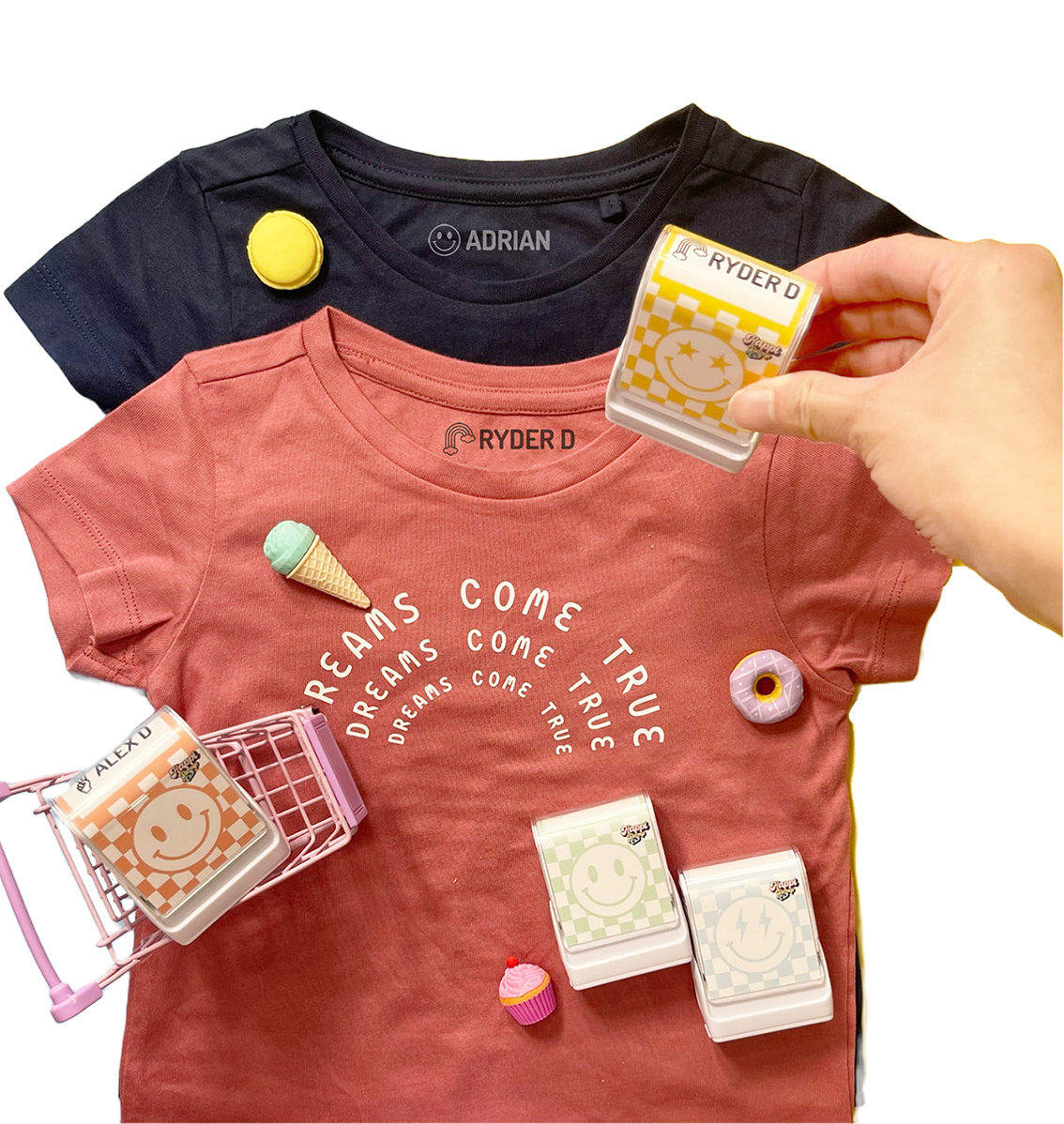 Happi Face Clothing Name Stamp - Yellow