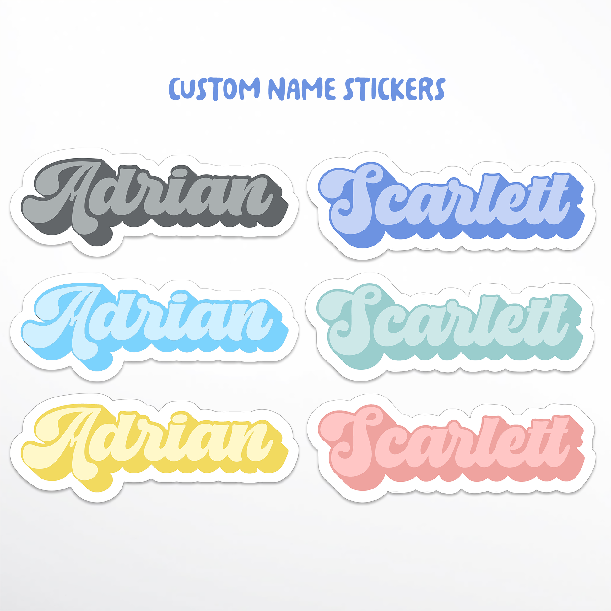 Chunky Shadow Vinyl Waterproof Name Stickers