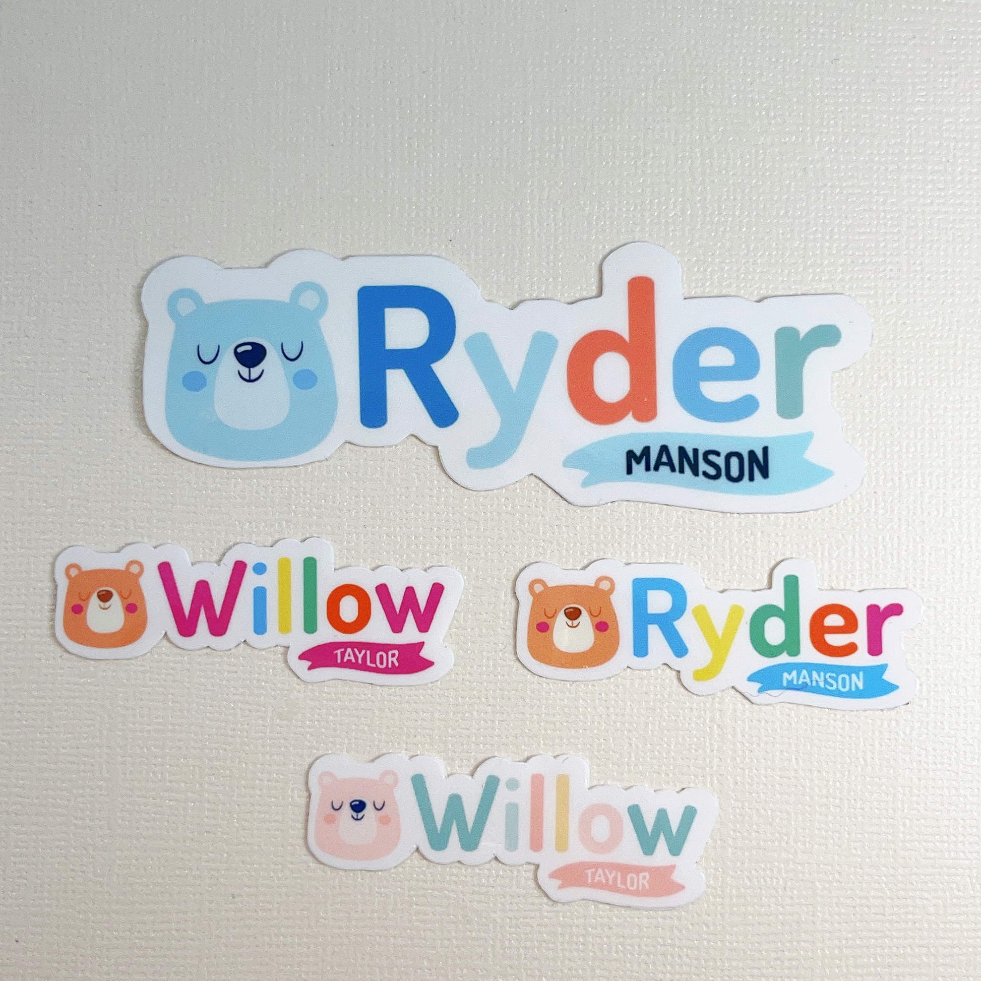 Die cut waterproof name sticker for kids