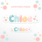 Shiny Bubble Floral Waterproof Name Stickers