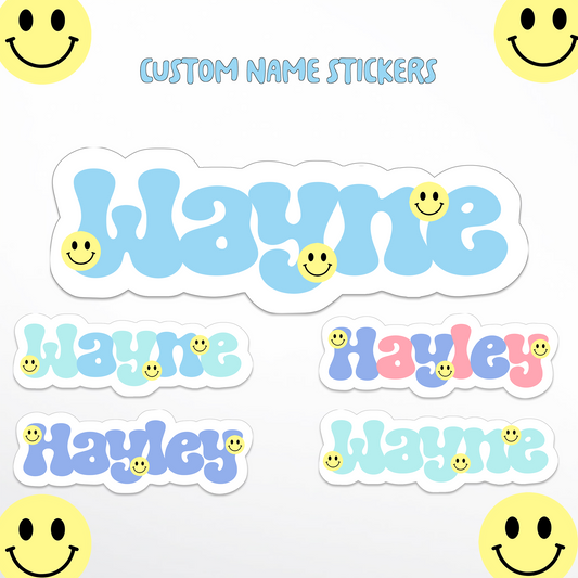 Smiley Face Vinyl Waterproof Name Labels