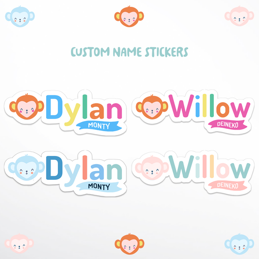 Happi Animal Vinyl Waterproof Name Labels - Monkey