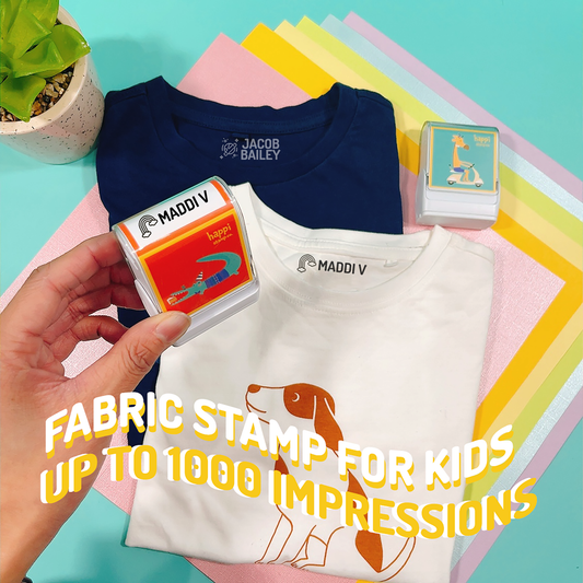 Fabric Stamp for kids clothing with black ink Happi Stamp Co